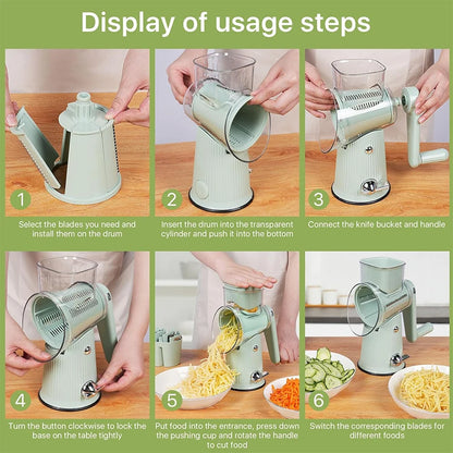 5-in-1 Rotary Cheese Grater Vegetable Cutter with Suction Base - Hom Haven