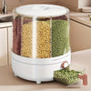6-Compartment 360° Rotating Airtight Food Storage Container - Moisture-Proof Pantry Organizer for Cereal, Candy & Rice