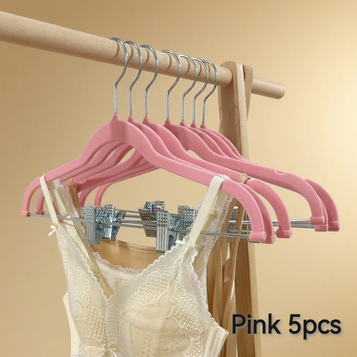5/10 PCs Velvet Non-Slip Clip Hangers For Pants, Skirts & Bras