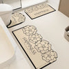 VIKAMA Luxury Bath Mat - Beige/Black Floral, Non-Slip, Super Absorbent with 