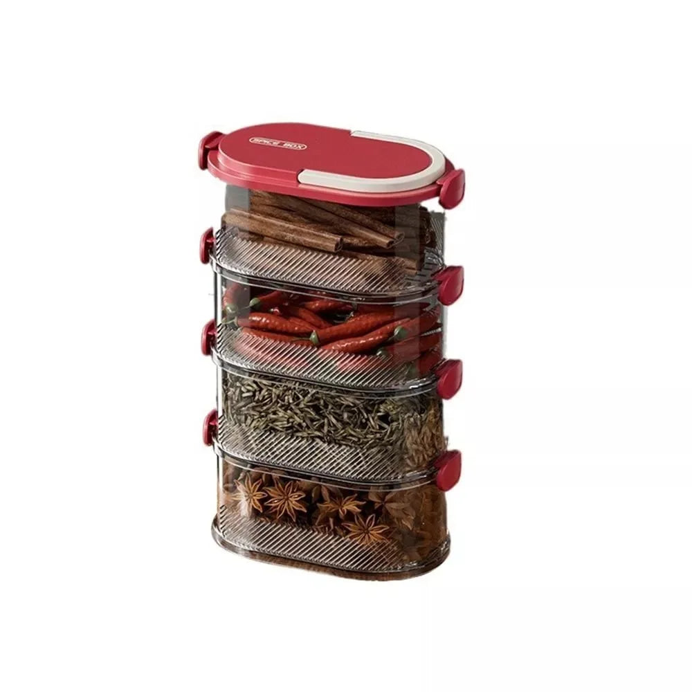 Stackable Seasoning Box Set Dual Layer Sealed Kitchen Storage Container