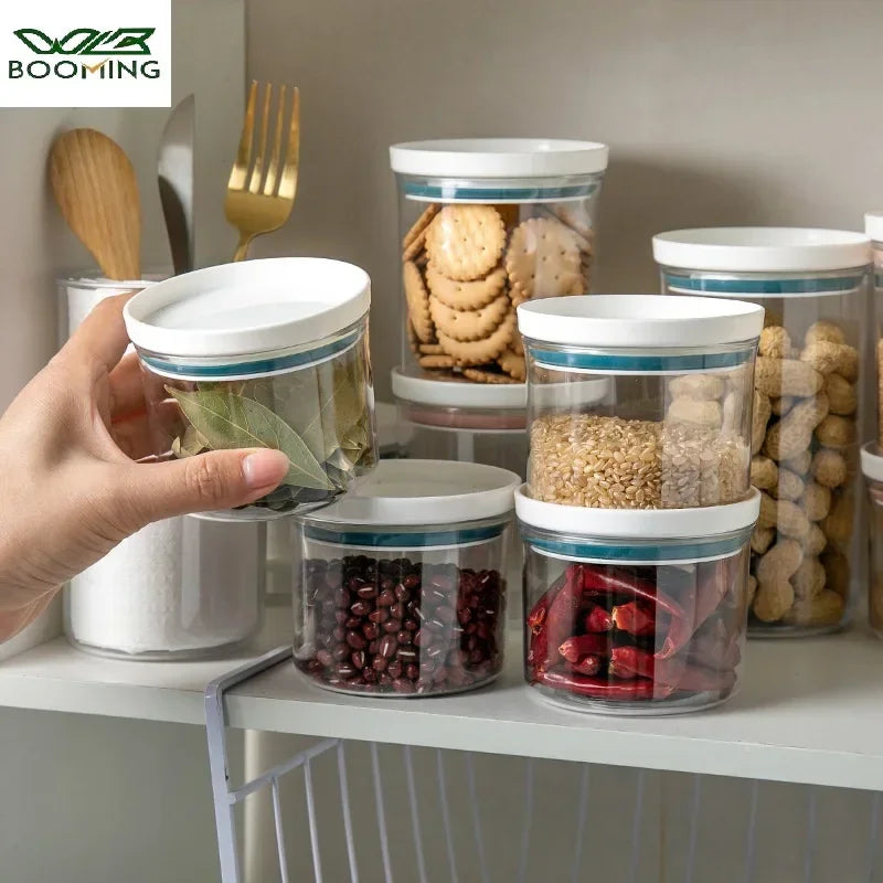 Sealed Food Grade Transparent Kitchen Storage Jar - Airtight Snack & Grain Container (250ml-700ml)