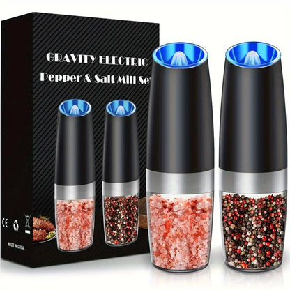 Gravity Electric Salt & Pepper Grinder Auto Tilt, Adjustable Coarseness (Battery Powered) - Hom Haven