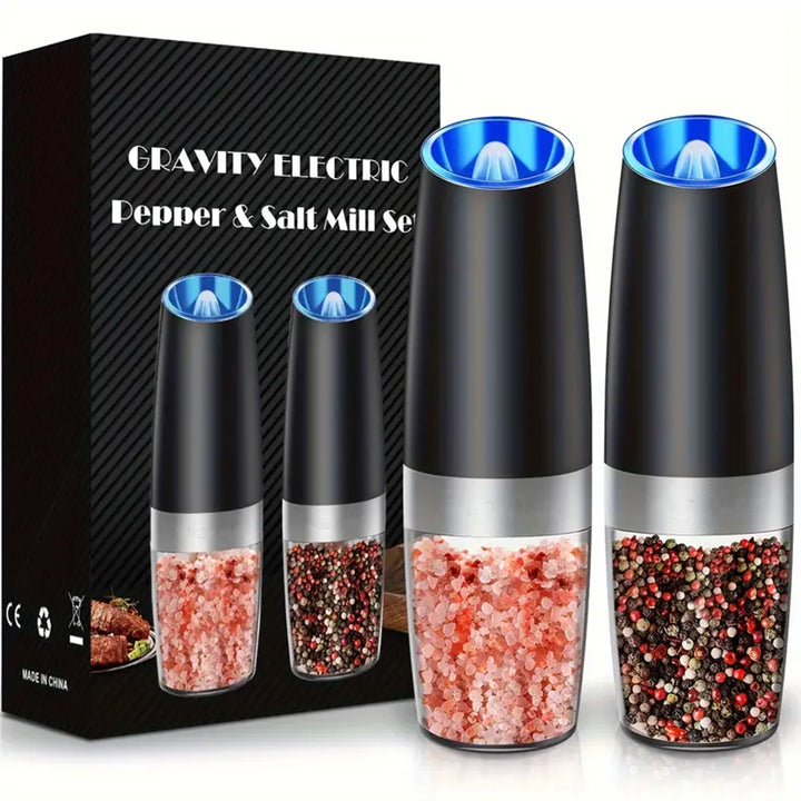 Gravity Electric Salt & Pepper Grinder Auto Tilt, Adjustable Coarseness (Battery Powered)