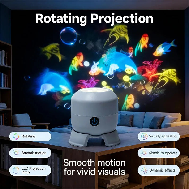 LED Projection Night Light Ocean Snowflake Christmas Dynamic USB Rechargeable Projector