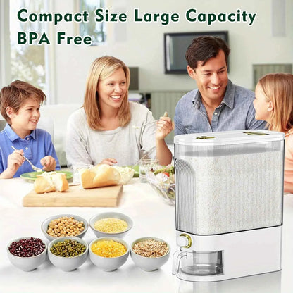 Large Kitchen Rice Dispenser - 5kg/10kg Pantry Storage Solution with Built-in Measuring Cup - Hom Haven