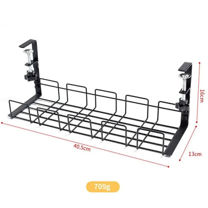Under-Desk Cable Management Tray - No-Punch Metal Wire Organizer for Home Office & Kitchen - Hom Haven