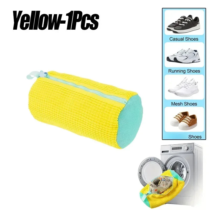 Shoe Washing Machine Bag with Liquid Shoe Brush Set - Durable Laundry Shoe Bag for All Shoe Types (1/2/4 Pcs)
