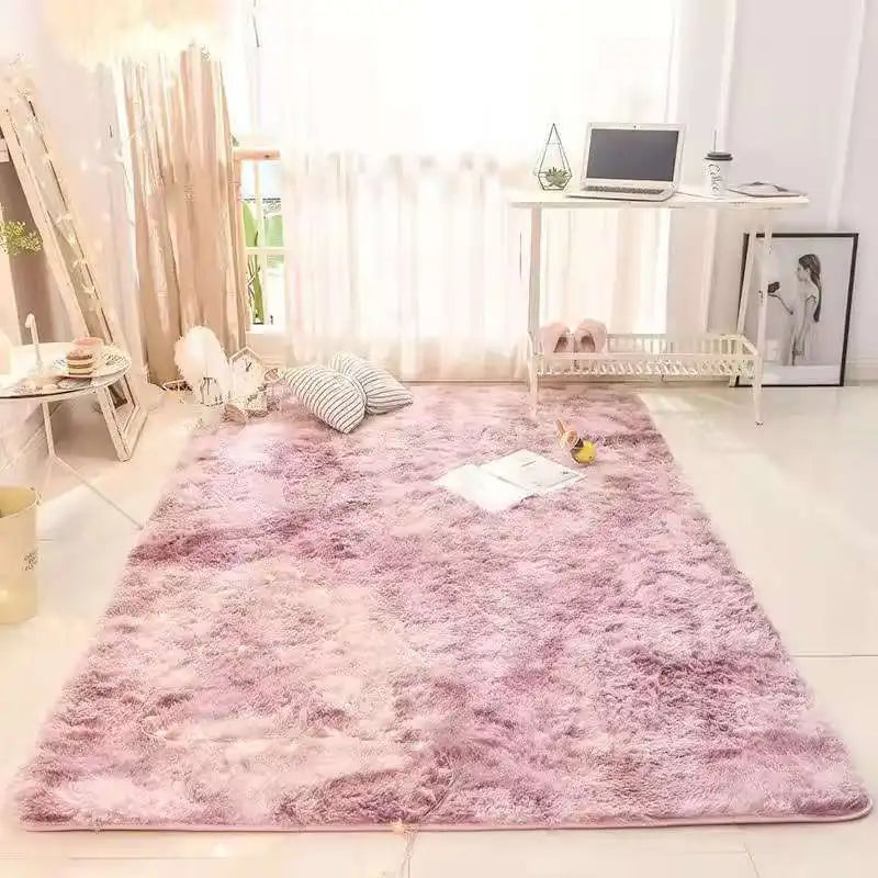 VIKAMA Tie-Dyed Fluffy Carpet - Warm Plush Bedside Rug & Play Mat for Living Room & Kids Room