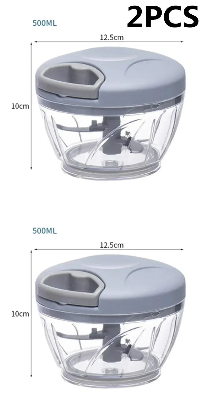 Manual Garlic Chopper & Vegetable Cutter - 500/900ml Rotating Slicer, Crusher & Meat Grinder