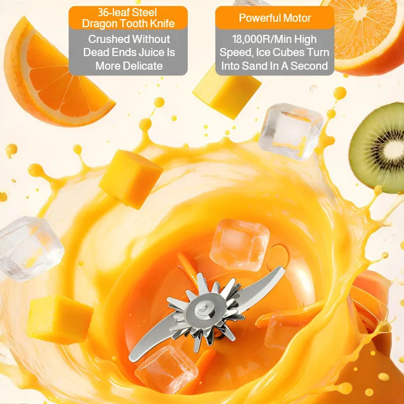 Portable Mini Blender USB Rechargeable Juicer Cup Multifunctional Ice Crushing Mixer for Home Travel Personal Fruit Juice